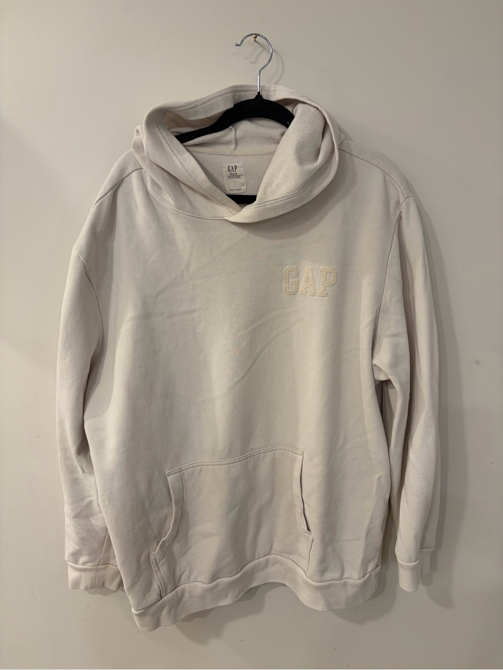 GAP Men's Pullover Hoodie in Light Cream